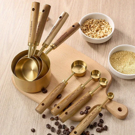 Cuillères doseuses café — Inox + manche bois
