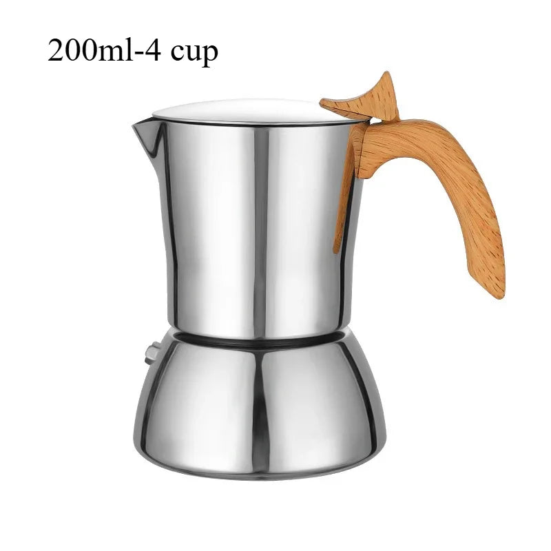 Cafetière Moka anti-brûlure — Inox 304, fond induction