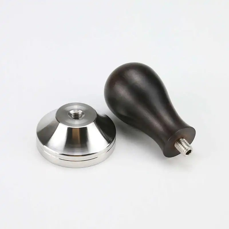 Tamper espresso bois + inox — 51, 53, 57, 58,5 mm