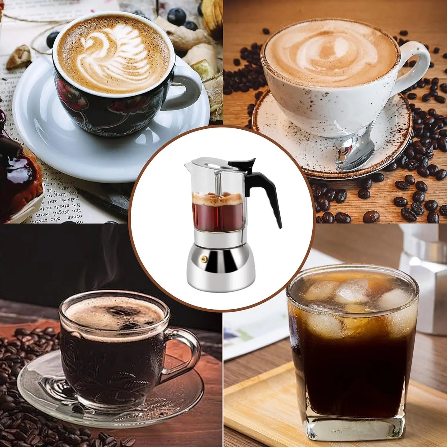 Pot Moka verre borosilicate — Base ferritique induction