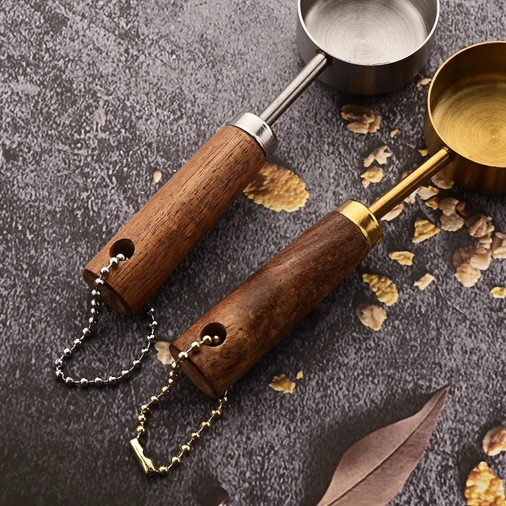 Set doseur café complet — Tasses + cuillères inox bois