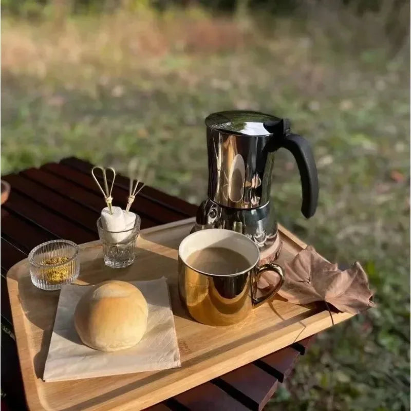 Cafetière Moka anti-brûlure — Inox 304, fond induction