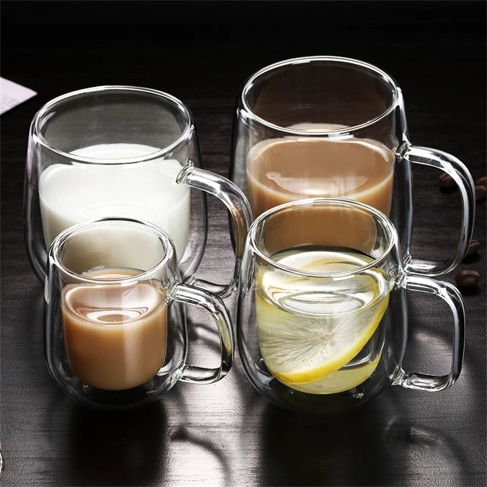 Verre à café double paroi avec poignée — Espresso, latte