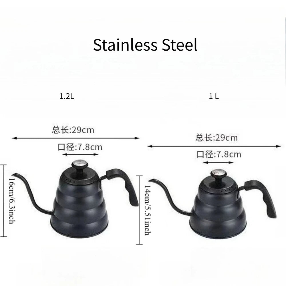 Bouilloire col de cygne 1 L — Inox + thermomètre intégré