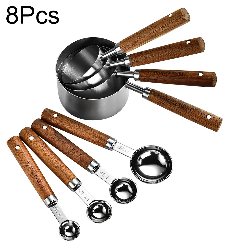 Set doseur café complet — Tasses + cuillères inox bois