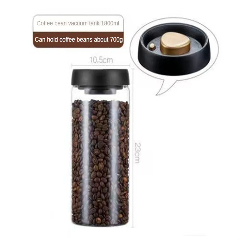 Boîte de conservation café sous vide — verre & bois