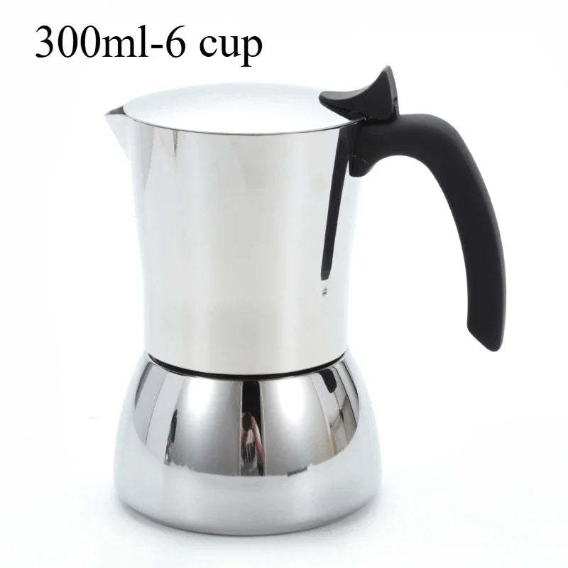 Cafetière Moka anti-brûlure — Inox 304, fond induction