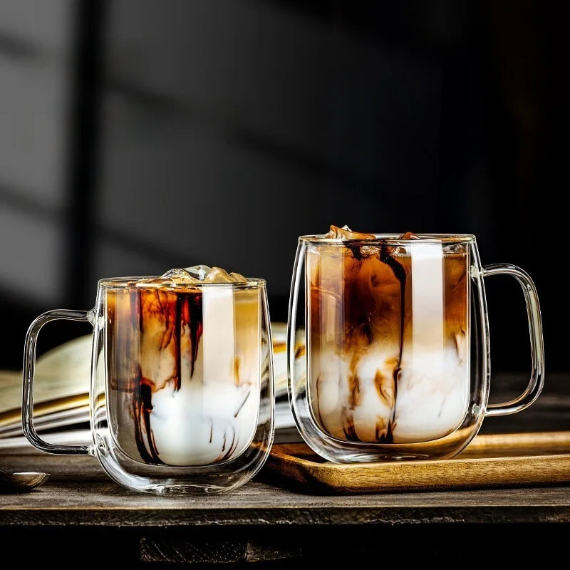 Verre à café double paroi avec poignée — Espresso, latte