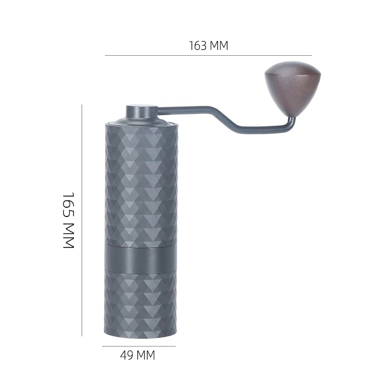 Moulin à café manuel CNC — 40 réglages, inox + bois acacia