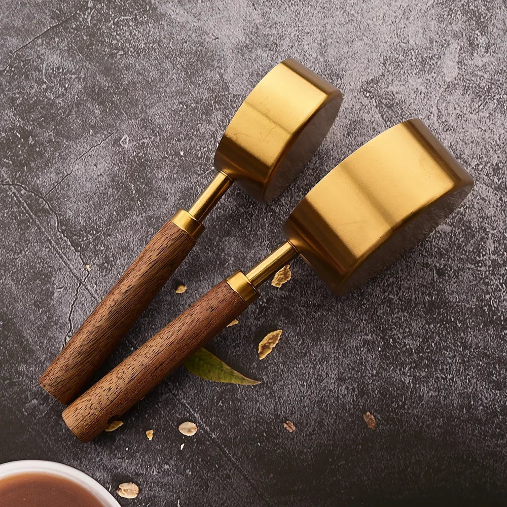 Set doseur café complet — Tasses + cuillères inox bois