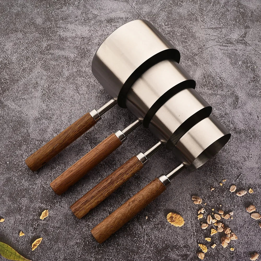 Set doseur café complet — Tasses + cuillères inox bois