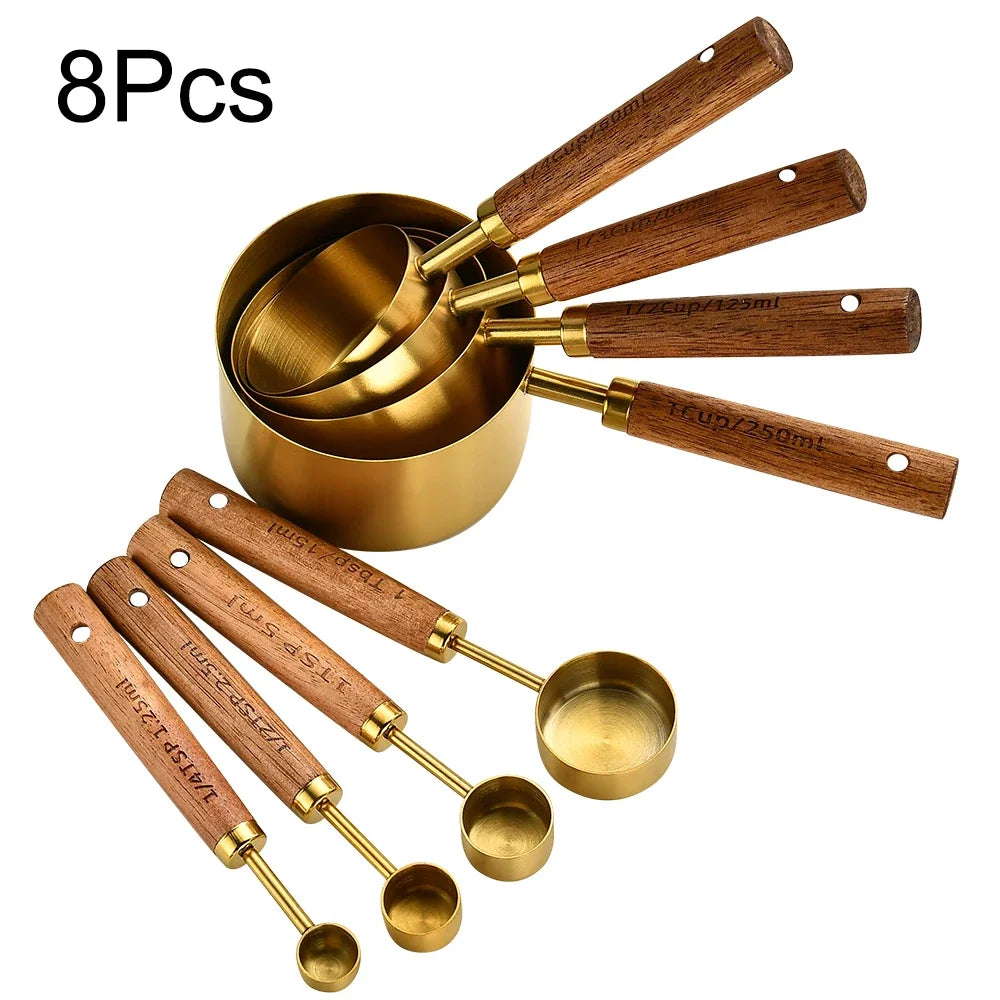 Set doseur café complet — Tasses + cuillères inox bois