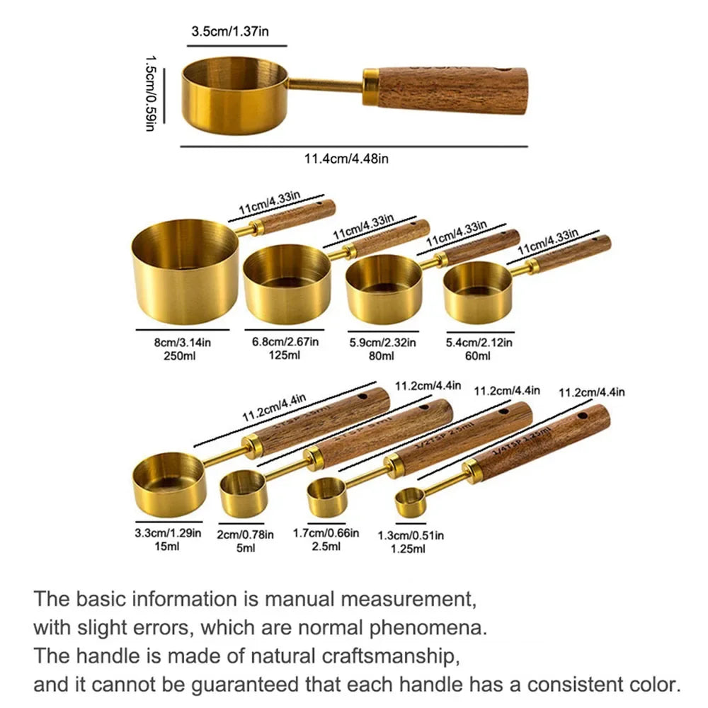 Set doseur café complet — Tasses + cuillères inox bois