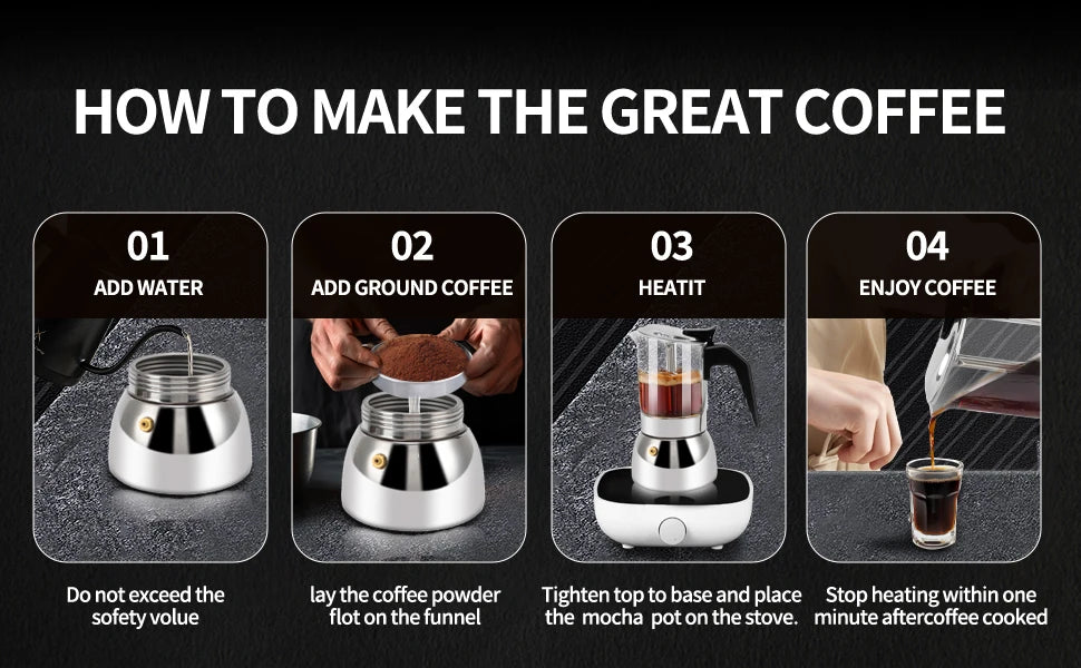 Pot Moka verre borosilicate — Base ferritique induction