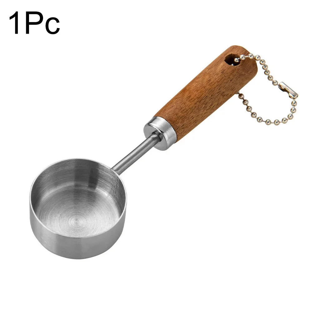 Set doseur café complet — Tasses + cuillères inox bois