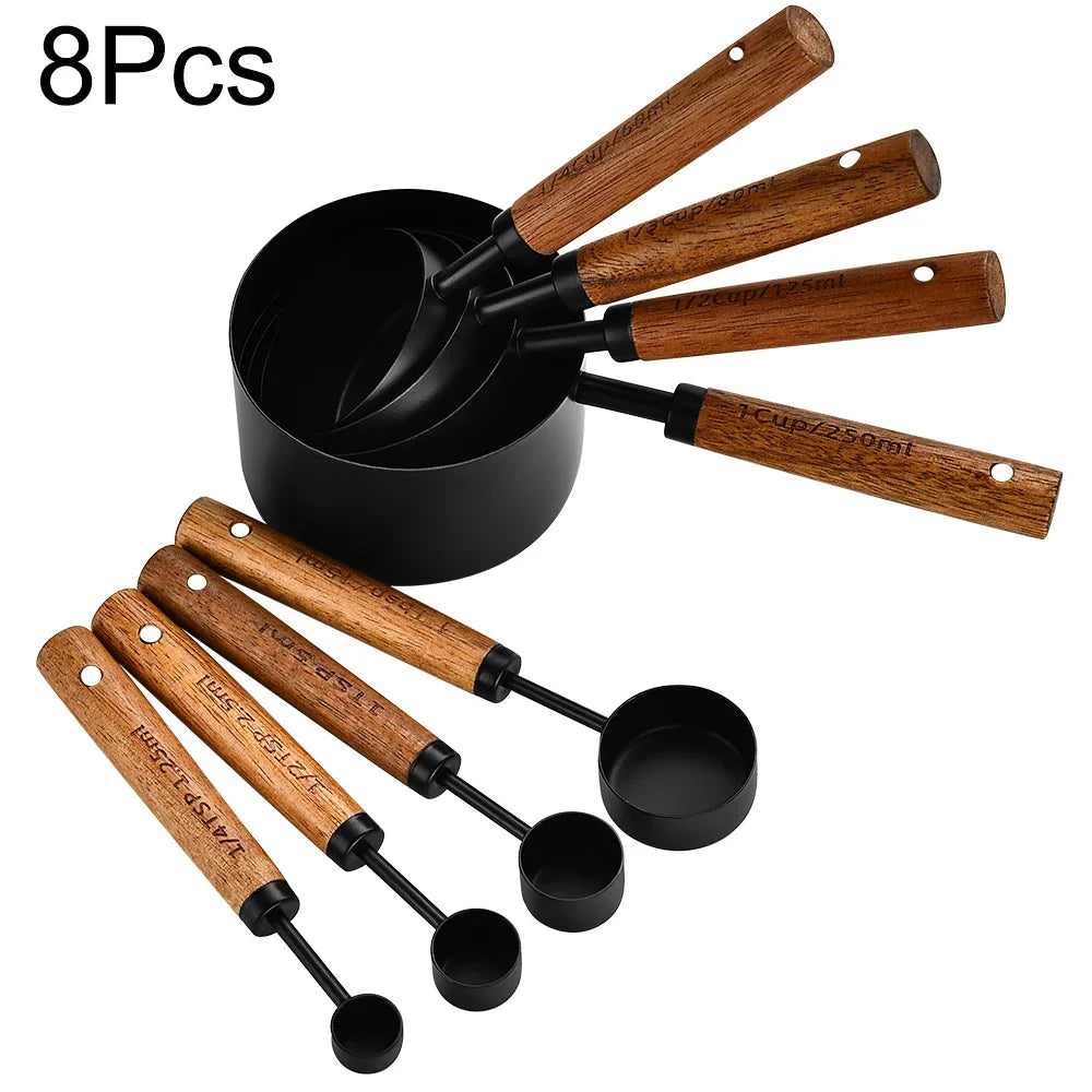 Set doseur café complet — Tasses + cuillères inox bois