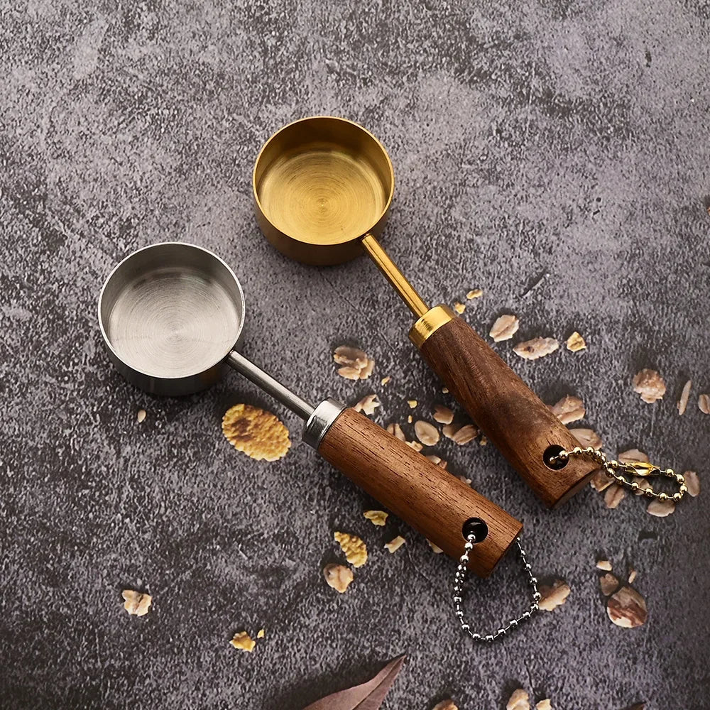 Set doseur café complet — Tasses + cuillères inox bois