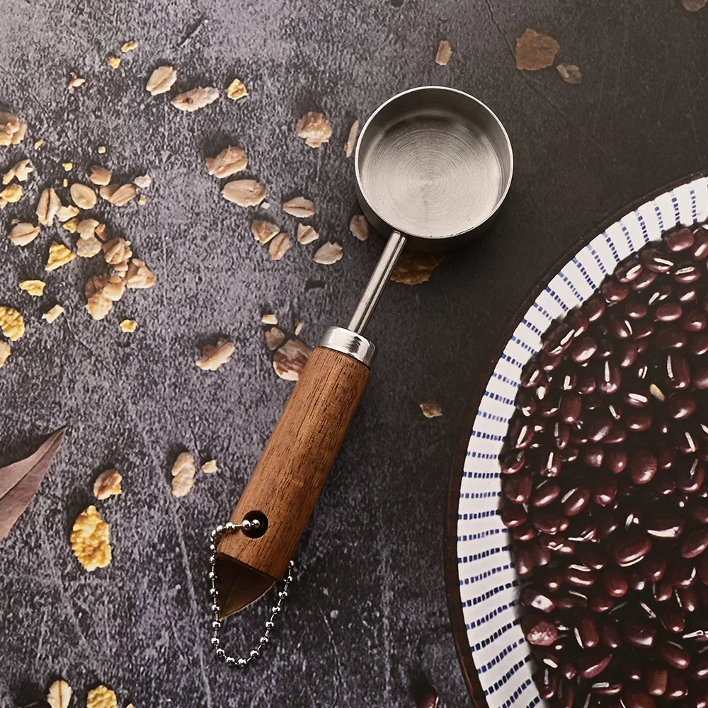 Set doseur café complet — Tasses + cuillères inox bois