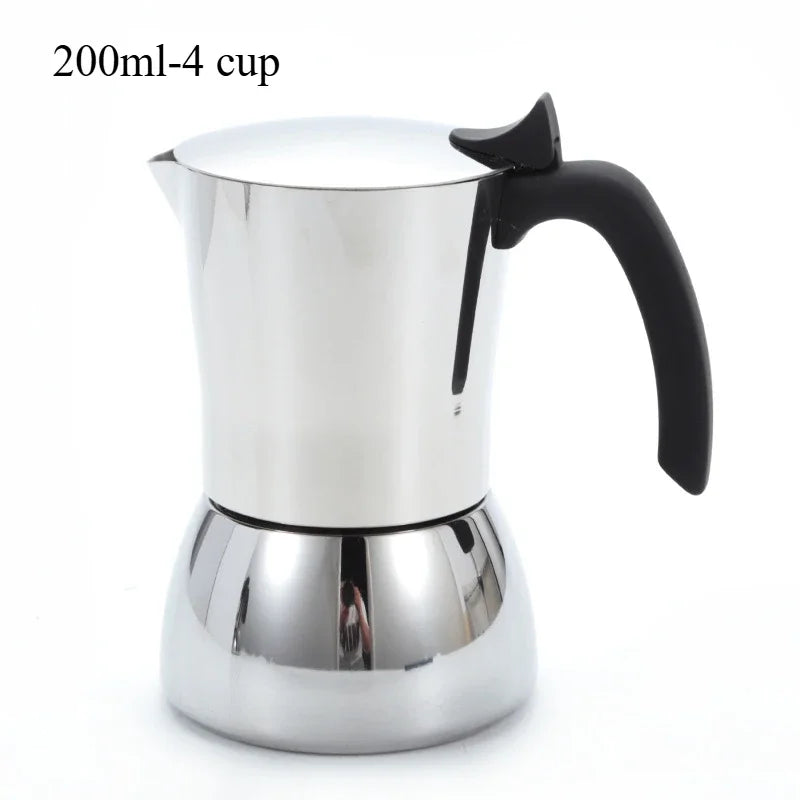 Cafetière Moka anti-brûlure — Inox 304, fond induction