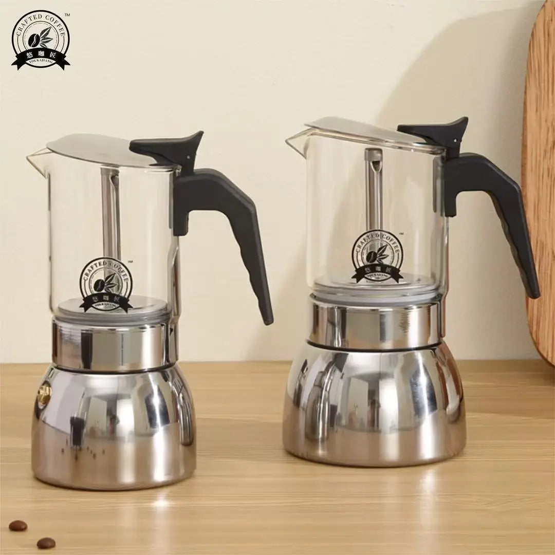 Pot Moka verre borosilicate — Base ferritique induction