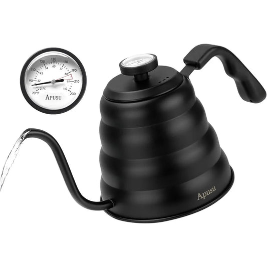 Bouilloire col de cygne 1 L — Inox + thermomètre intégré