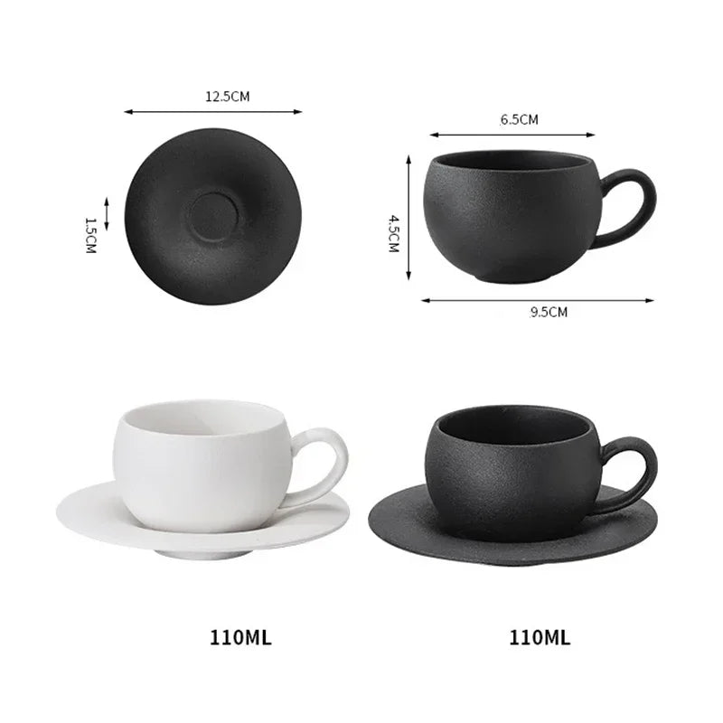 Tasse à café céramique japonaise — 110 / 280 ml + soucoupe