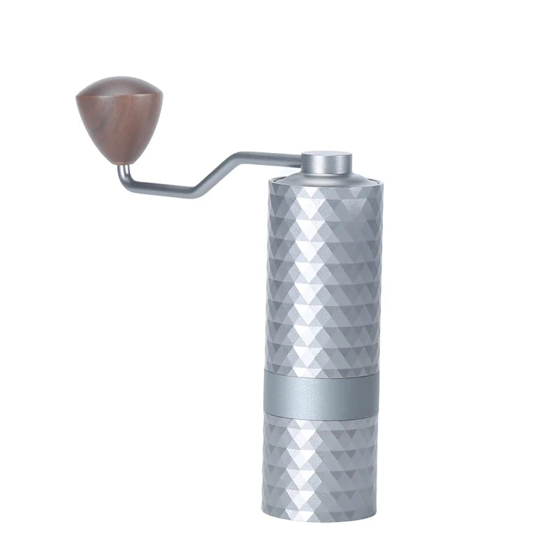 Moulin à café manuel CNC — 40 réglages, inox + bois acacia