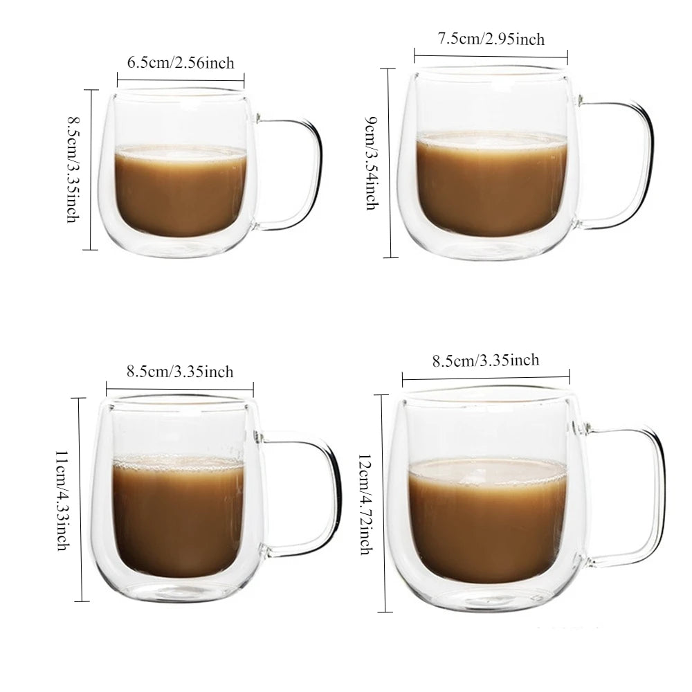 Verre à café double paroi avec poignée — Espresso, latte