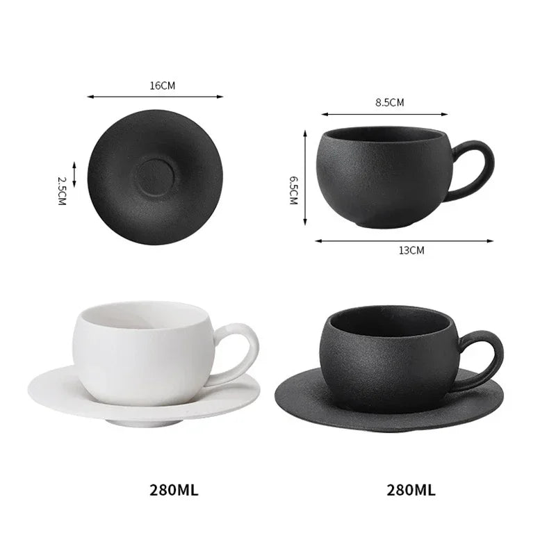 Tasse à café céramique japonaise — 110 / 280 ml + soucoupe