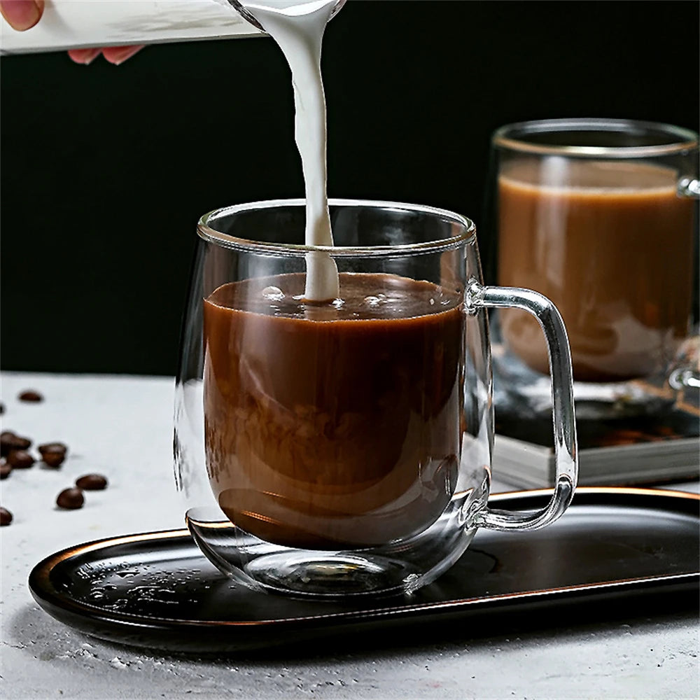 Verre à café double paroi avec poignée — Espresso, latte