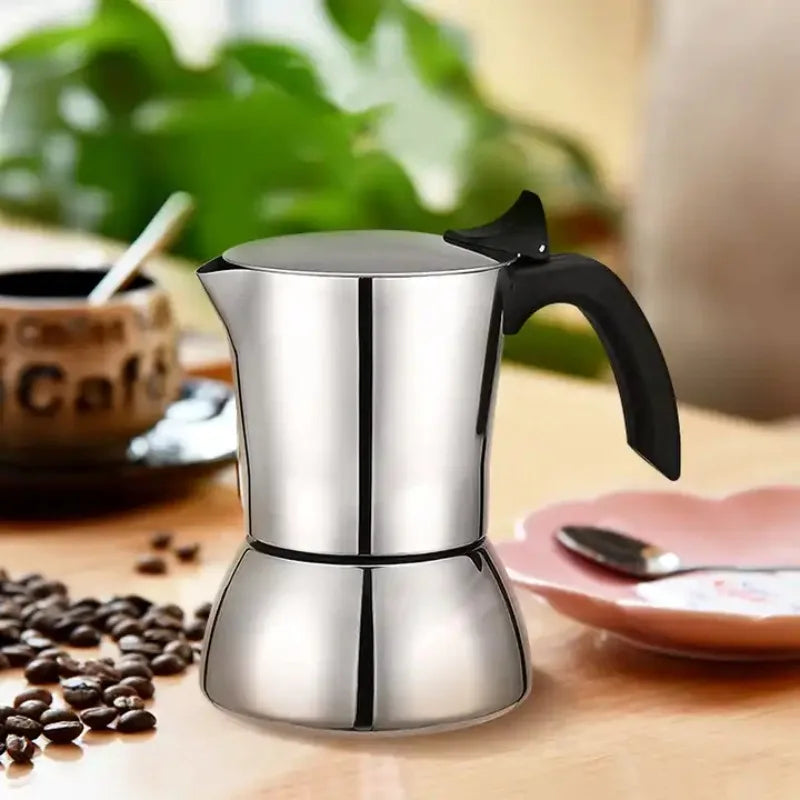 Cafetière Moka anti-brûlure — Inox 304, fond induction