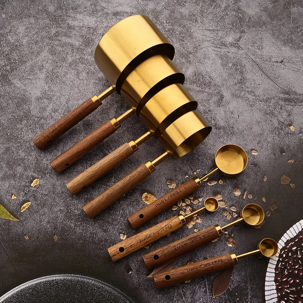 Set doseur café complet — Tasses + cuillères inox bois