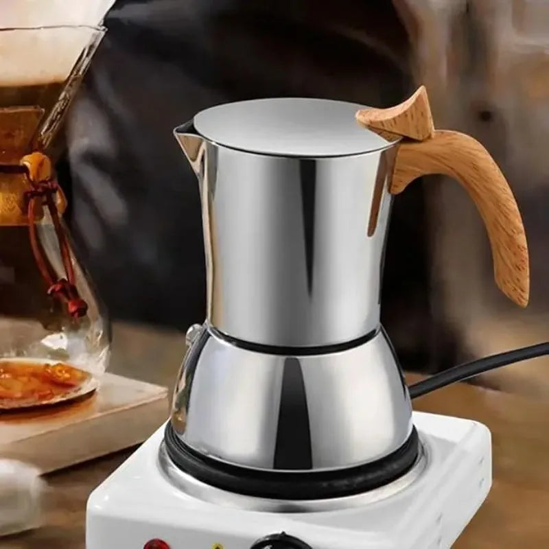 Cafetière Moka anti-brûlure — Inox 304, fond induction