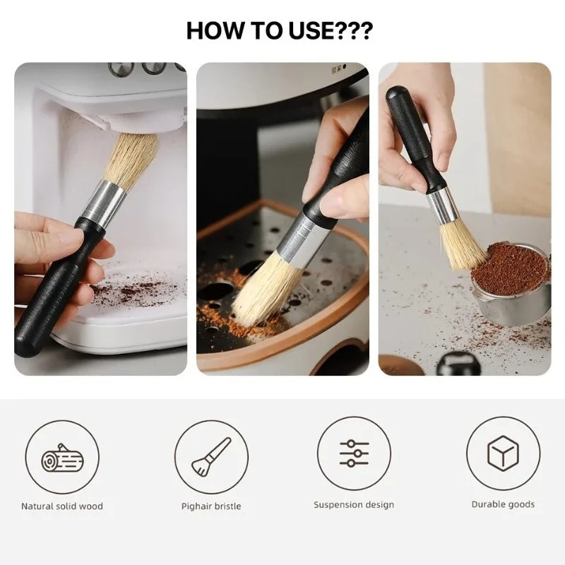 Brosse de nettoyage à café en bois