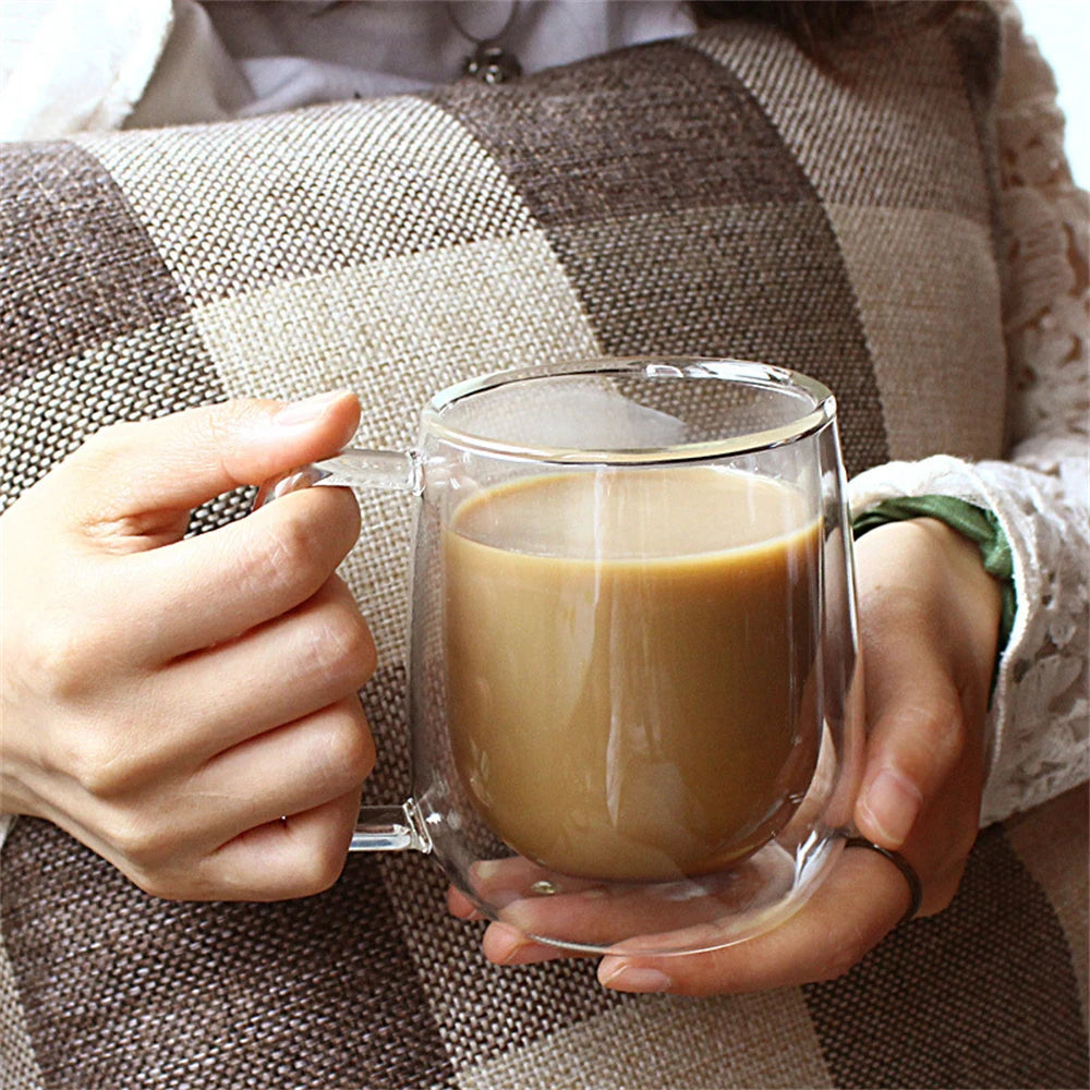 Verre à café double paroi avec poignée — Espresso, latte