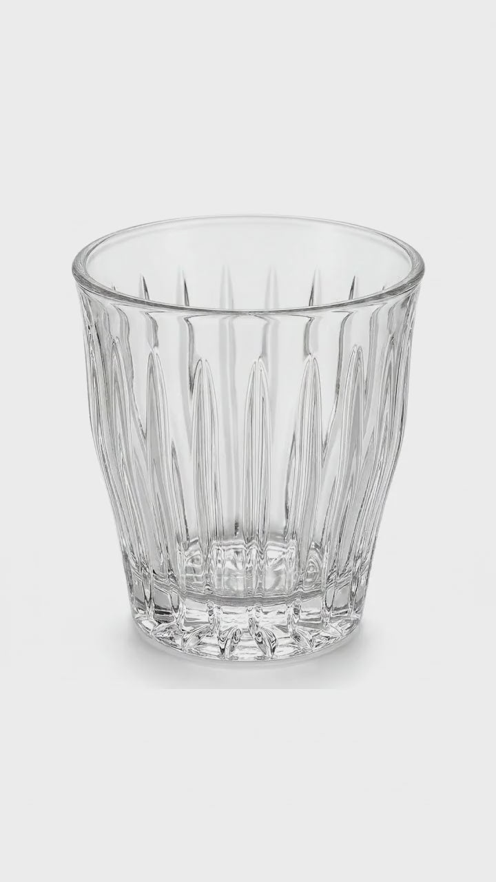 Vidéo de présentation du verre à espresso facetté transparent.