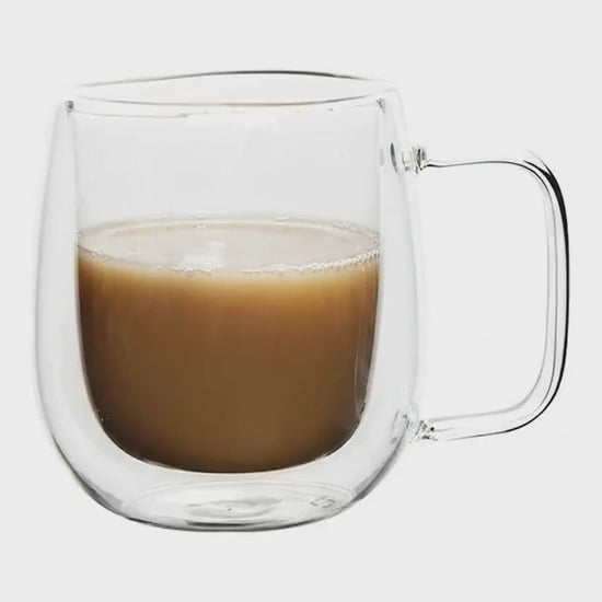 Vidéo de présentation du verre à café double paroi avec poignée.