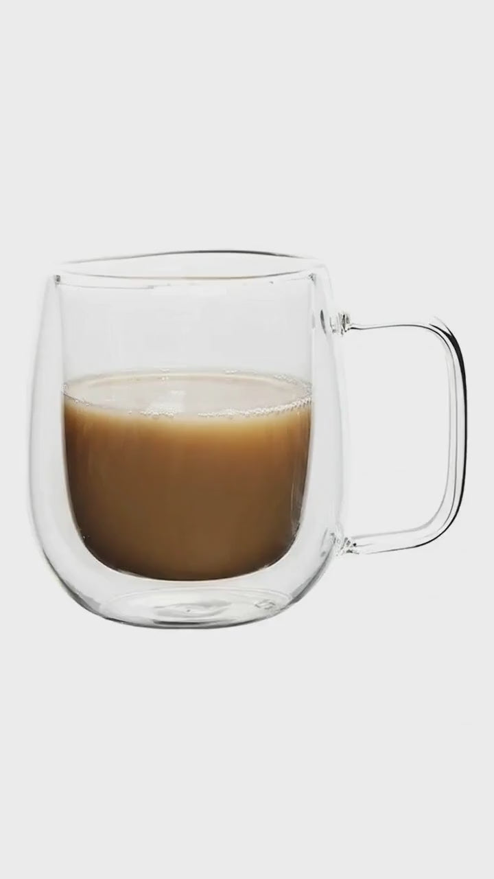 Vidéo de présentation du verre à café double paroi avec poignée.